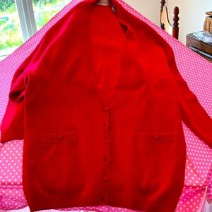 Long sleeve lambswool blend cardigan with buttons and pockets